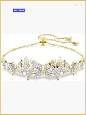 Crystal Bangle Bracelet One Size Butterfly Motif Slide Clasp